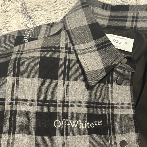 Off-white checked flannel shirt jacket size s - Picture 6 of 11
